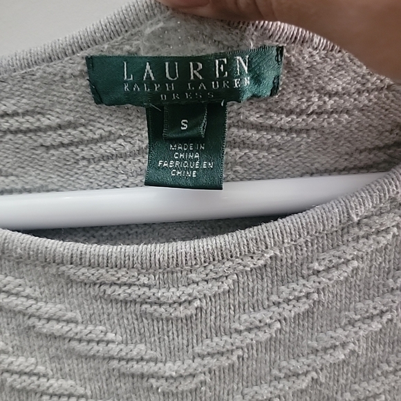 Lauren Ralph Lauren Sweater Dress Women's Small grey cotton knit classic - Picture 3 of 5
